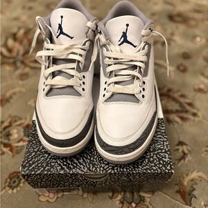 Jordan White and Gray Air Jordan 3 Sneakers
